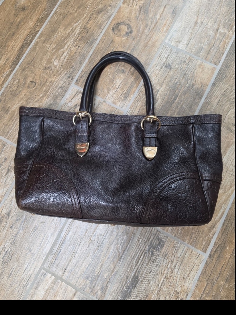COA Authentic Gucci Brown Leather Tote Bag